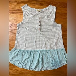 Kori America Women’s teal striped tank top size M